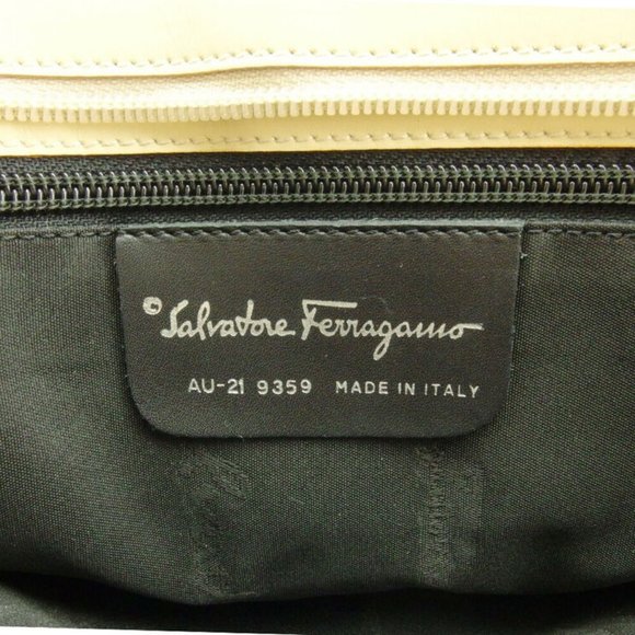 AUTHENTIC Salvatore Ferragamo tote bag check beige canvas - Picture 8 of 9